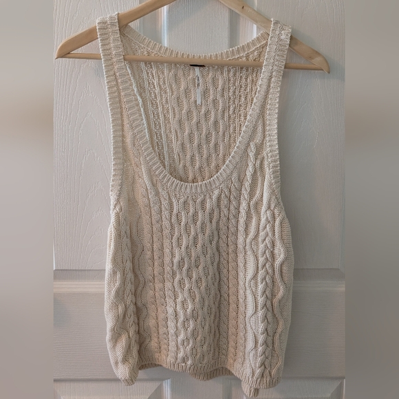 Free People Tops - FREE PEOPLE Cream Cable Knit Tank Top